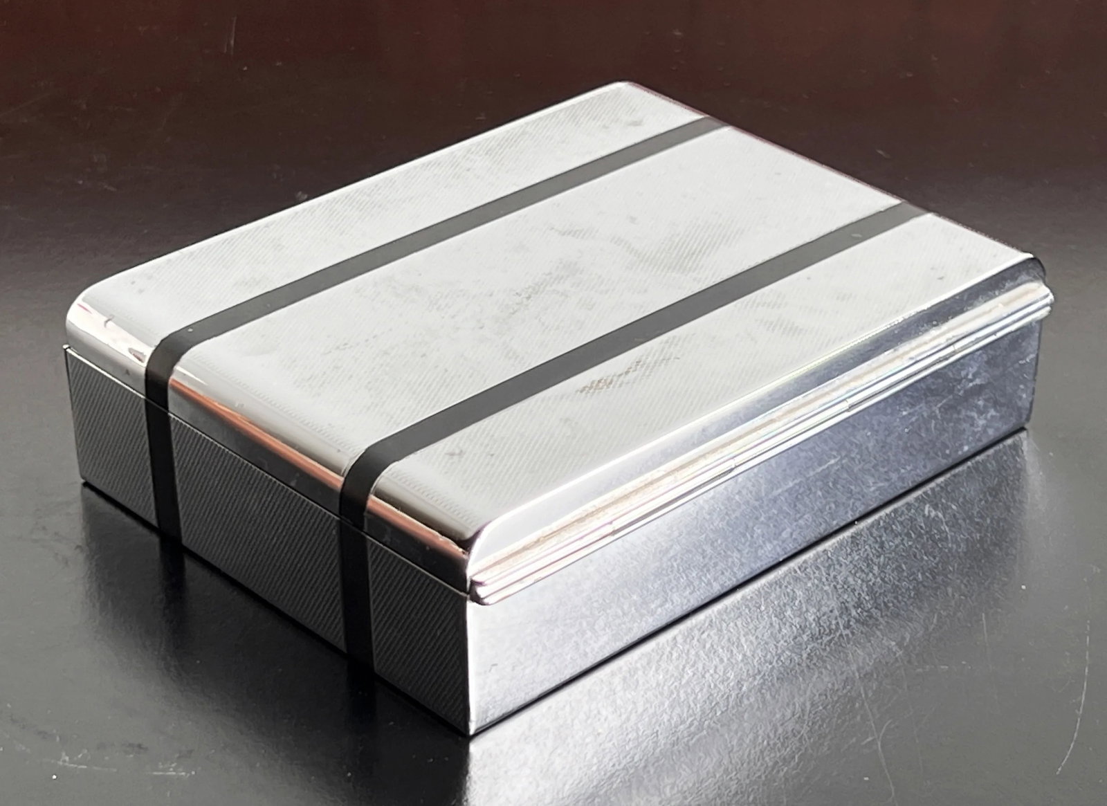 Vintage 1930's American Art Deco Silver Plated Double Deck Playing Card Case / Box - 4