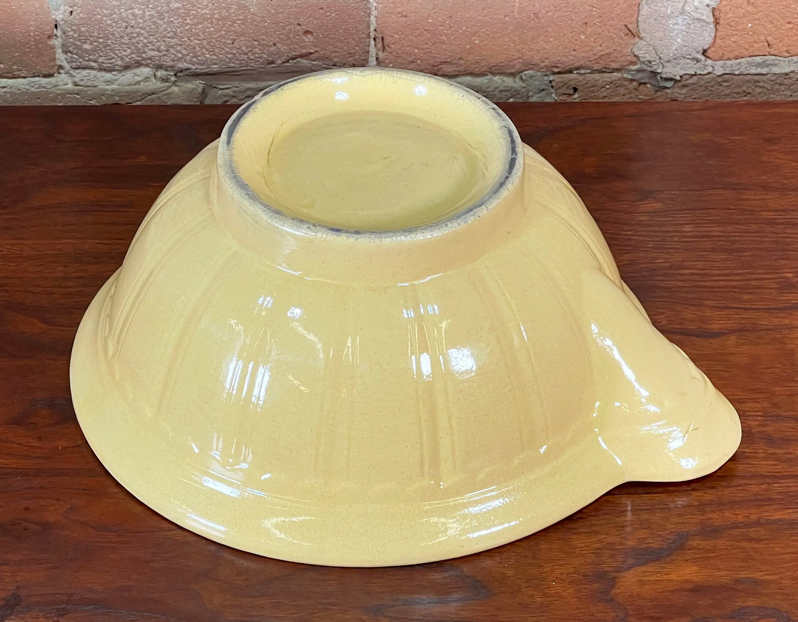 Antique 19th C. Americana Yellowware Mixing / Batter Bowl - 6