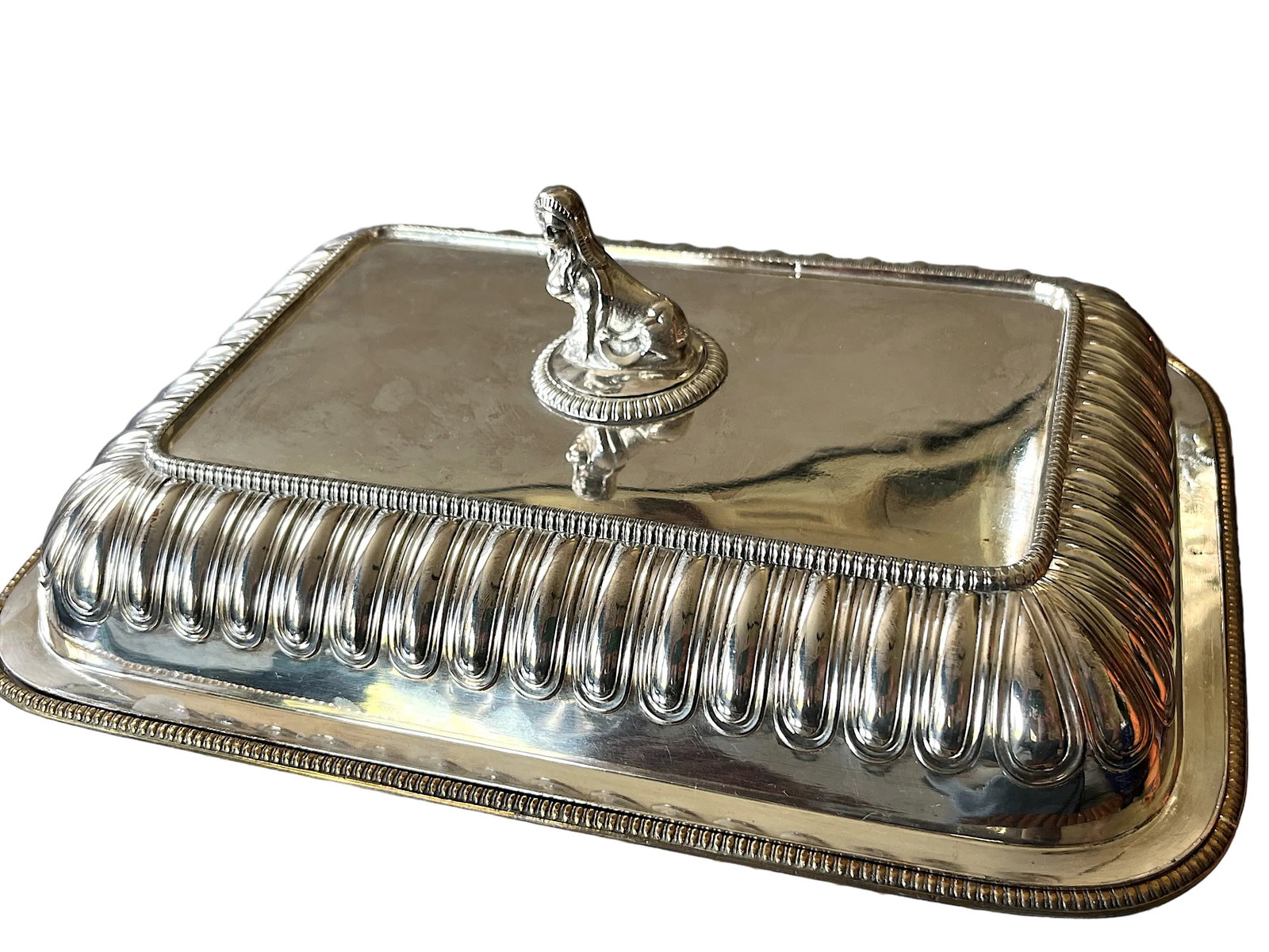 Antique Egyptian Revival Hotel Silver Mappin & Webb Covered Entree Vegetable Dish - 5