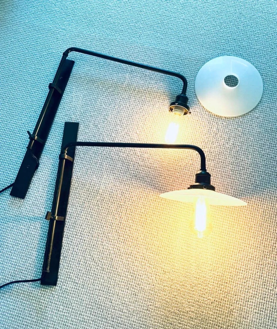Pair of Restoration Hardware Train Station Wall Lights - 2