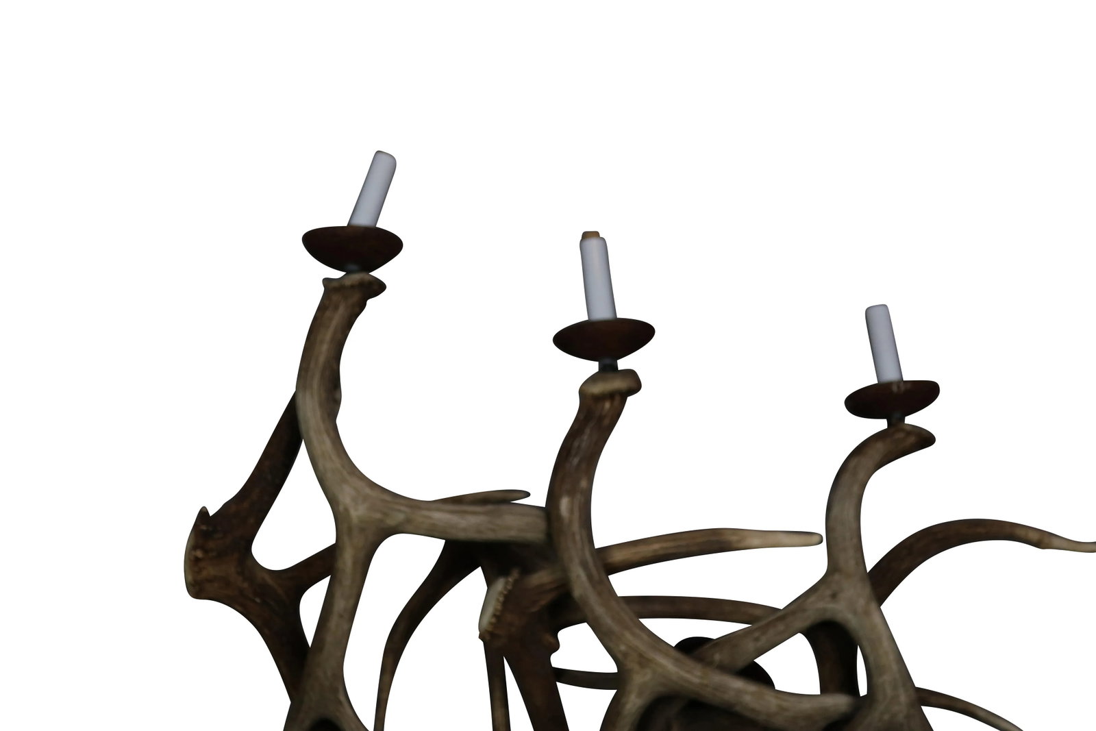 Antler Sconces - a Pair of 1970s Three Arm Deer Antler Sconces - 3
