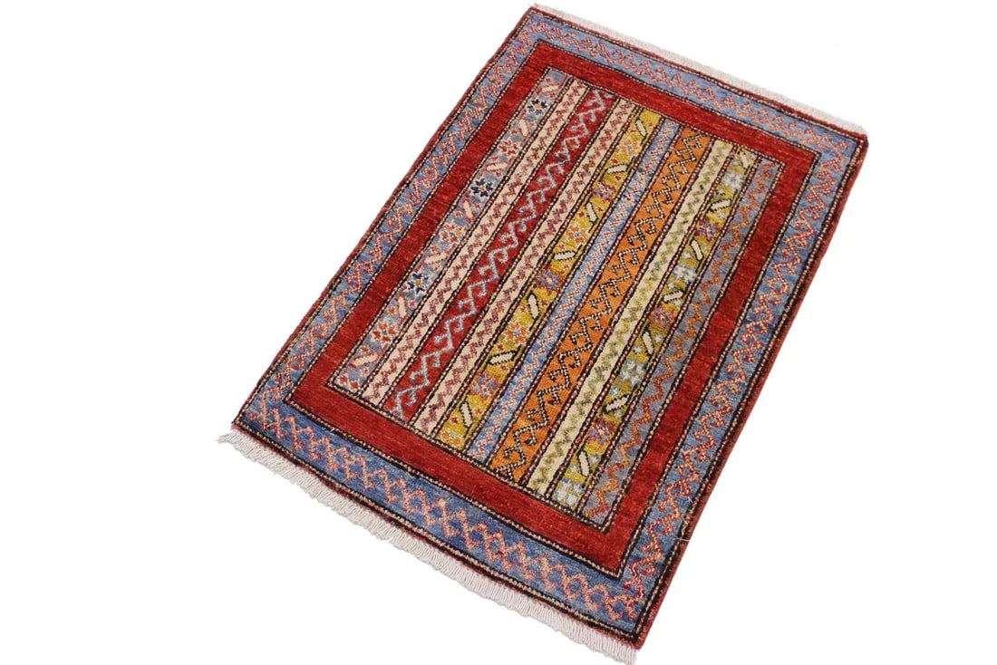 1990s Shabby Chic Vintage Tribal Khurgeen Steffen Rust Wool Rug - 1'11'' * 2'11'' - 3