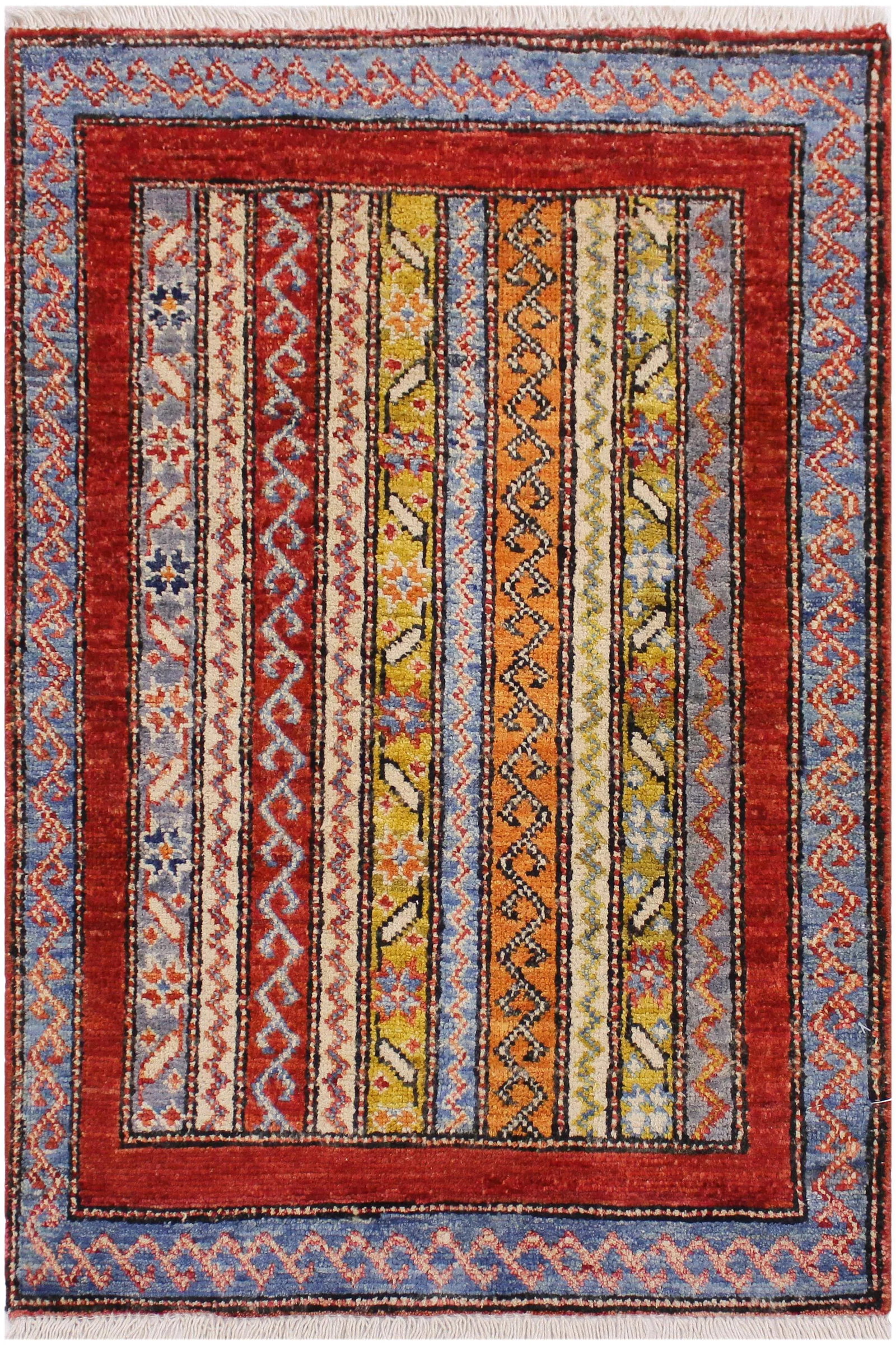 1990s Shabby Chic Vintage Tribal Khurgeen Steffen Rust Wool Rug - 1'11'' * 2'11'' - 8