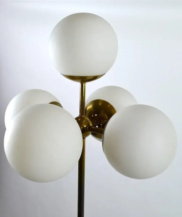 Five Globe Light Sputnik Floor Lamp in Brass and Black - 4