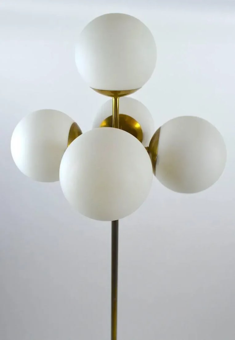 Five Globe Light Sputnik Floor Lamp in Brass and Black - 7