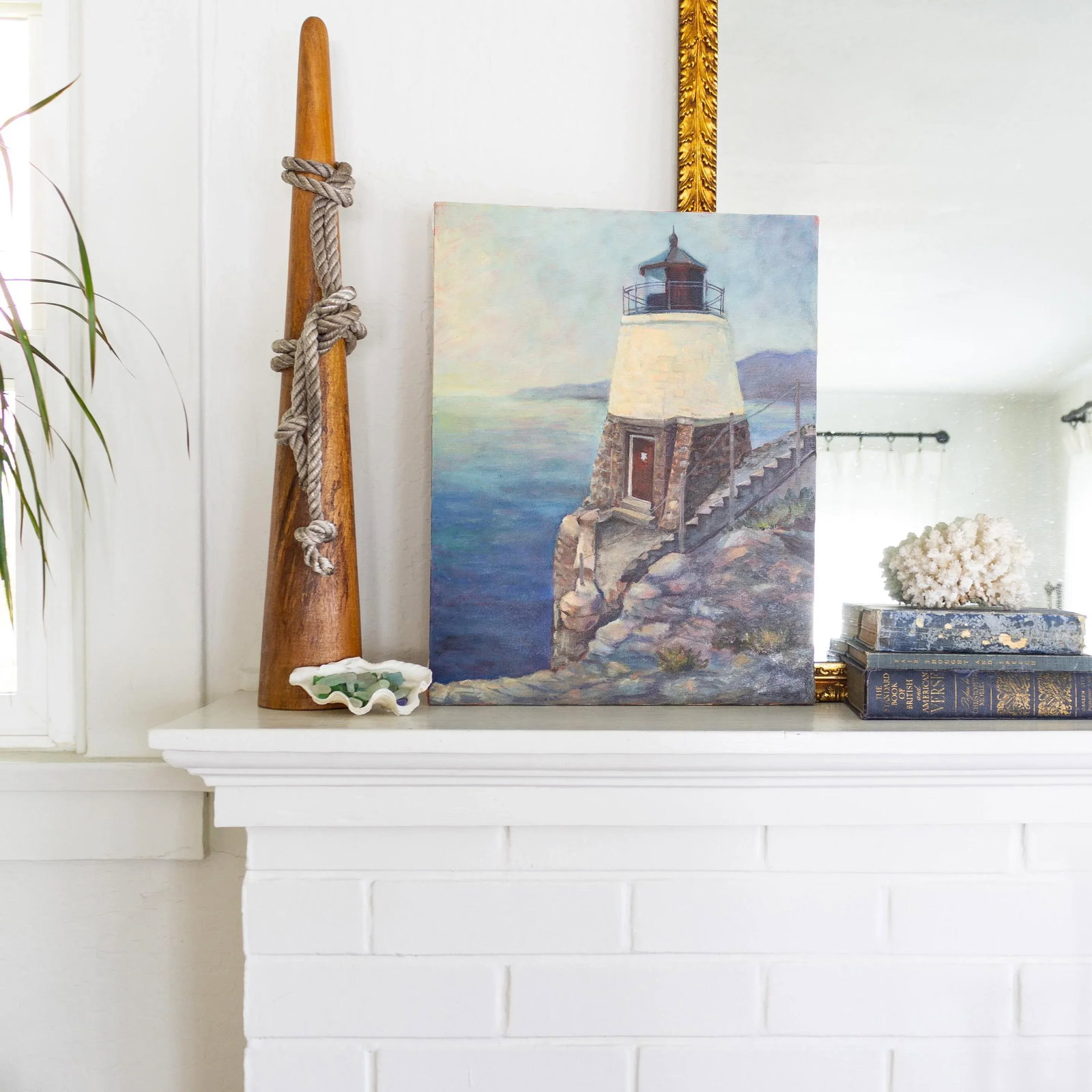 Coastal Oil Painting Castle Hill Lighthouse Newport Rhode Island - 2