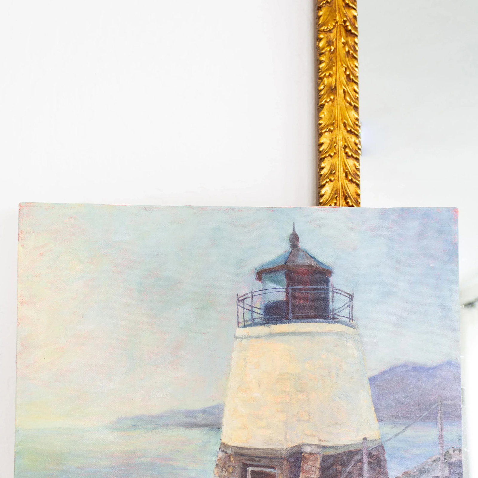 Coastal Oil Painting Castle Hill Lighthouse Newport Rhode Island - 6