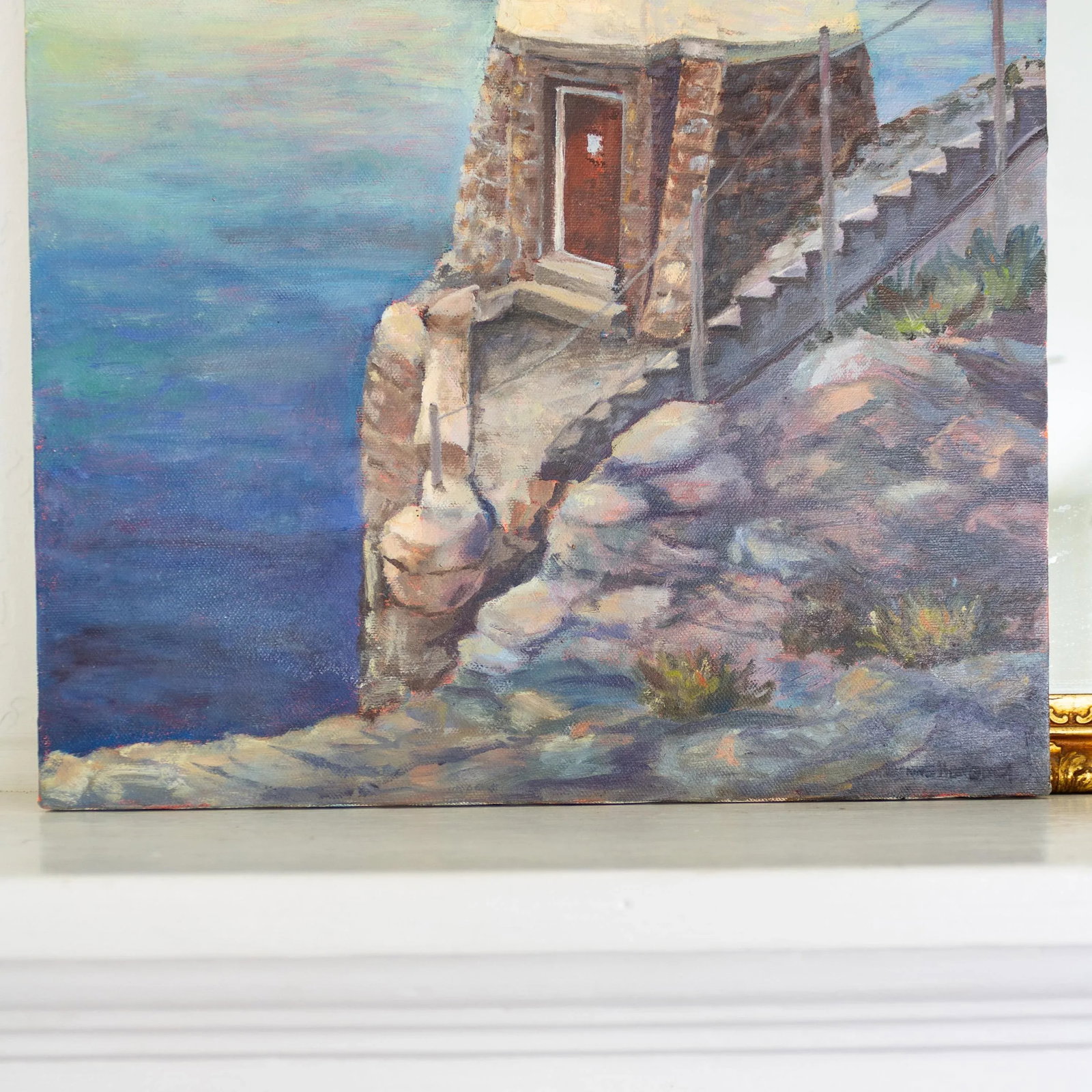 Coastal Oil Painting Castle Hill Lighthouse Newport Rhode Island - 7