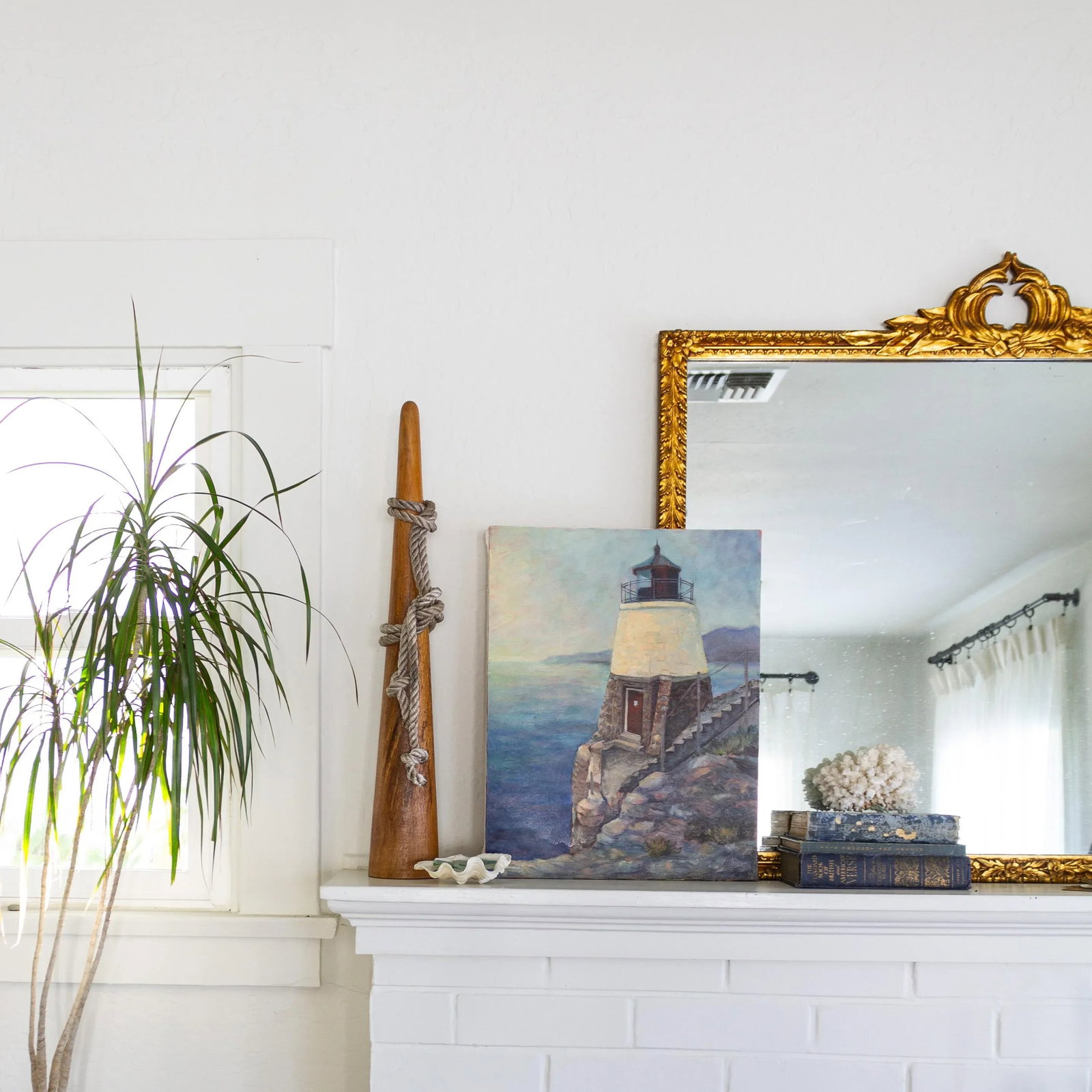 Coastal Oil Painting Castle Hill Lighthouse Newport Rhode Island - 8