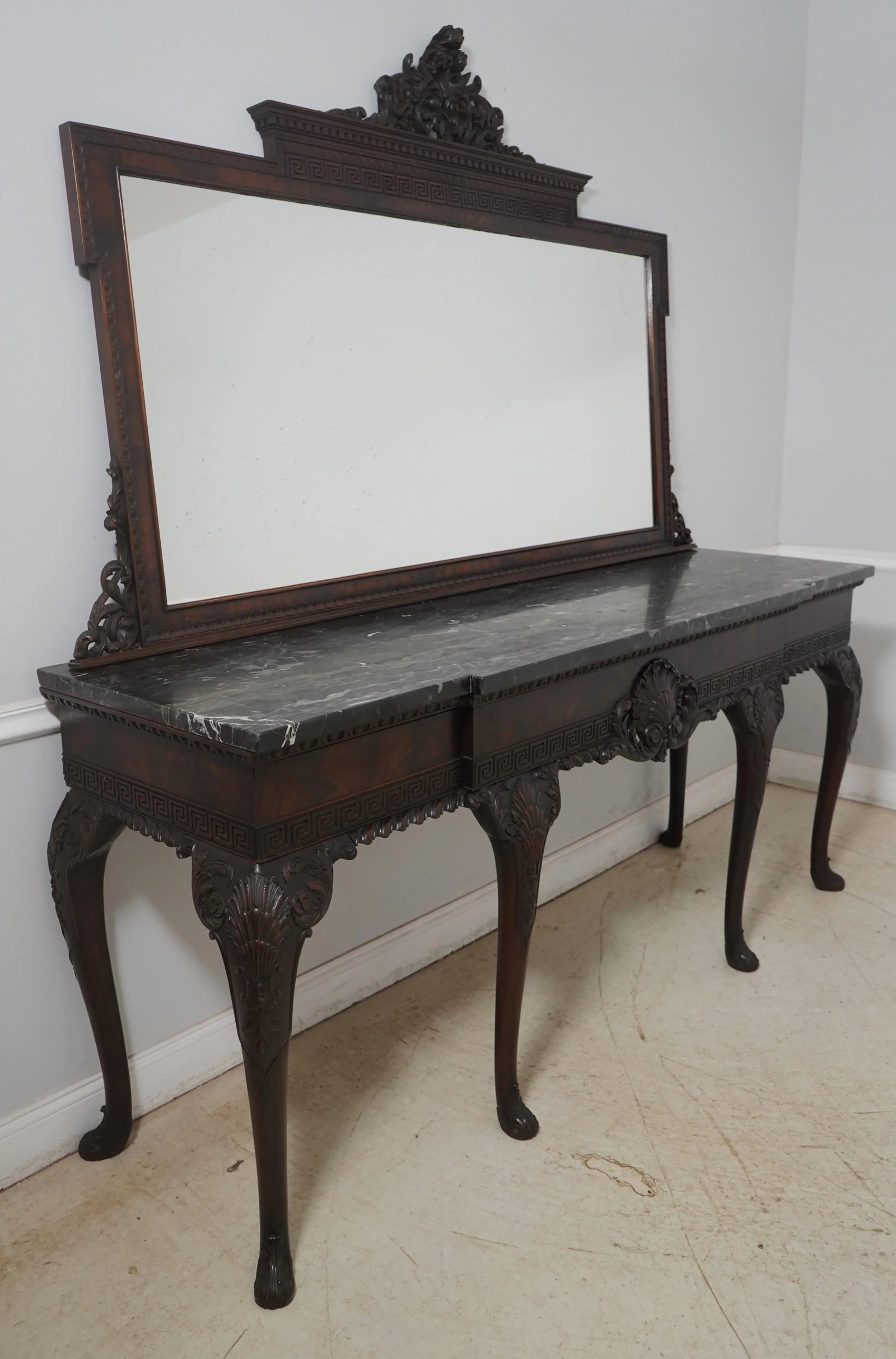 Antique 19th C. Georgian Mahogany Marble Console & Mirror - 2