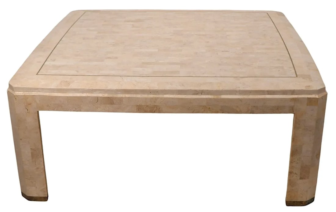 Tessellated Stone and Brass Coffee Table by Maitland Smith C. 1984 - 10