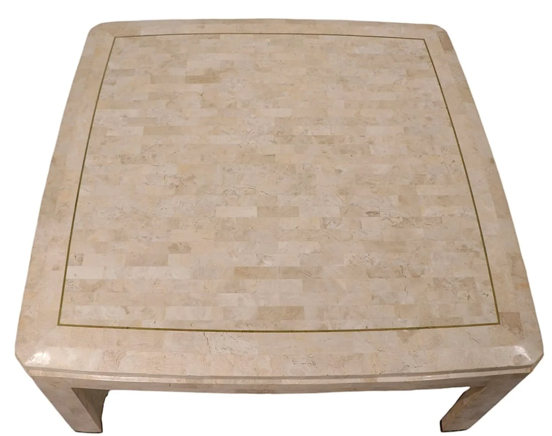 Tessellated Stone and Brass Coffee Table by Maitland Smith C. 1984 - 11
