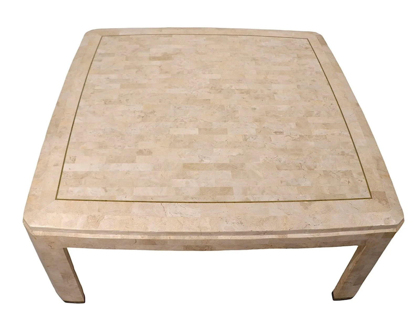 Tessellated Stone and Brass Coffee Table by Maitland Smith C. 1984 - 12