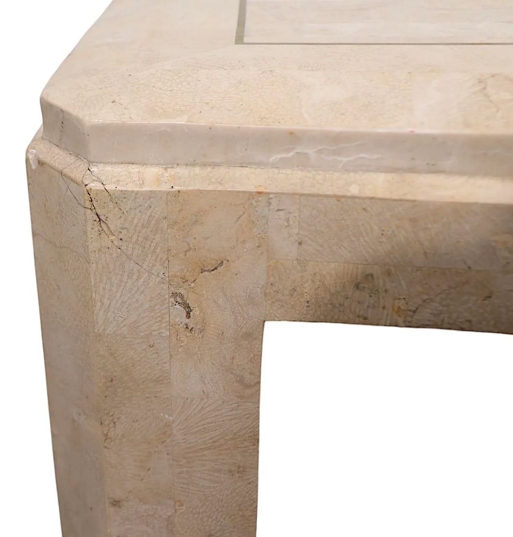 Tessellated Stone and Brass Coffee Table by Maitland Smith C. 1984 - 2