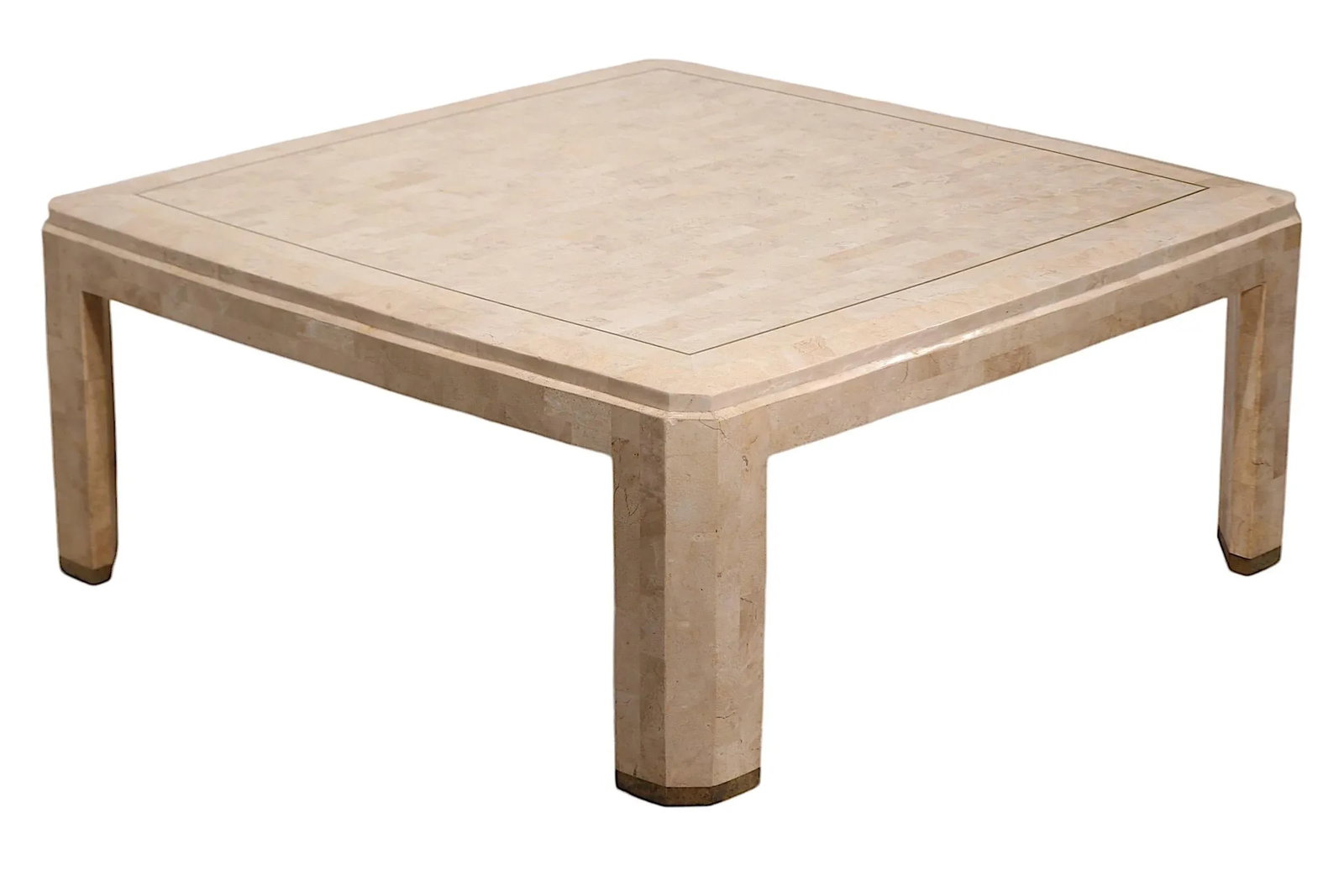 Tessellated Stone and Brass Coffee Table by Maitland Smith C. 1984 - 4