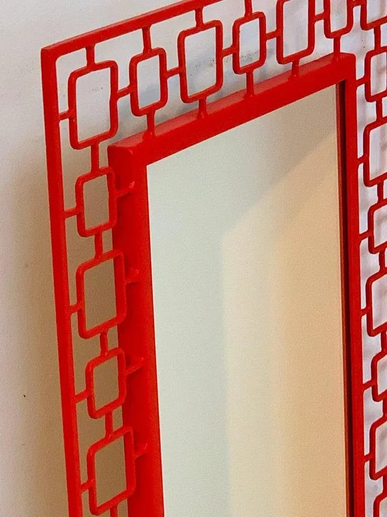 Mid 20th Century French Modern Red Enameled Iron Mirror - 10