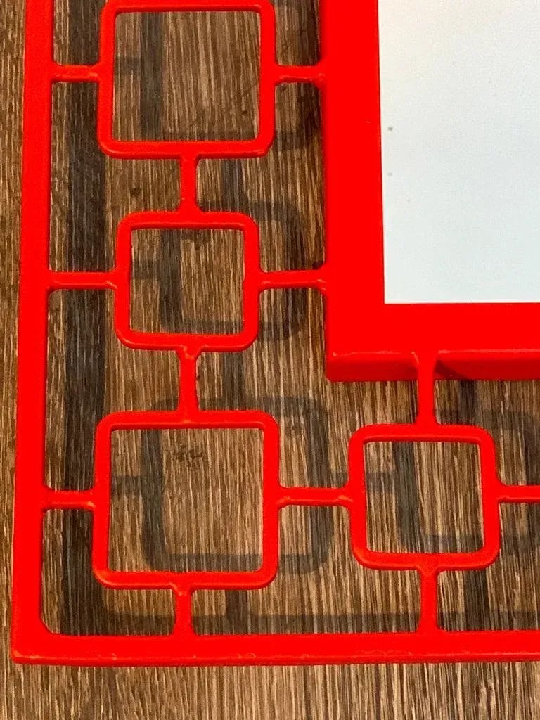 Mid 20th Century French Modern Red Enameled Iron Mirror - 5