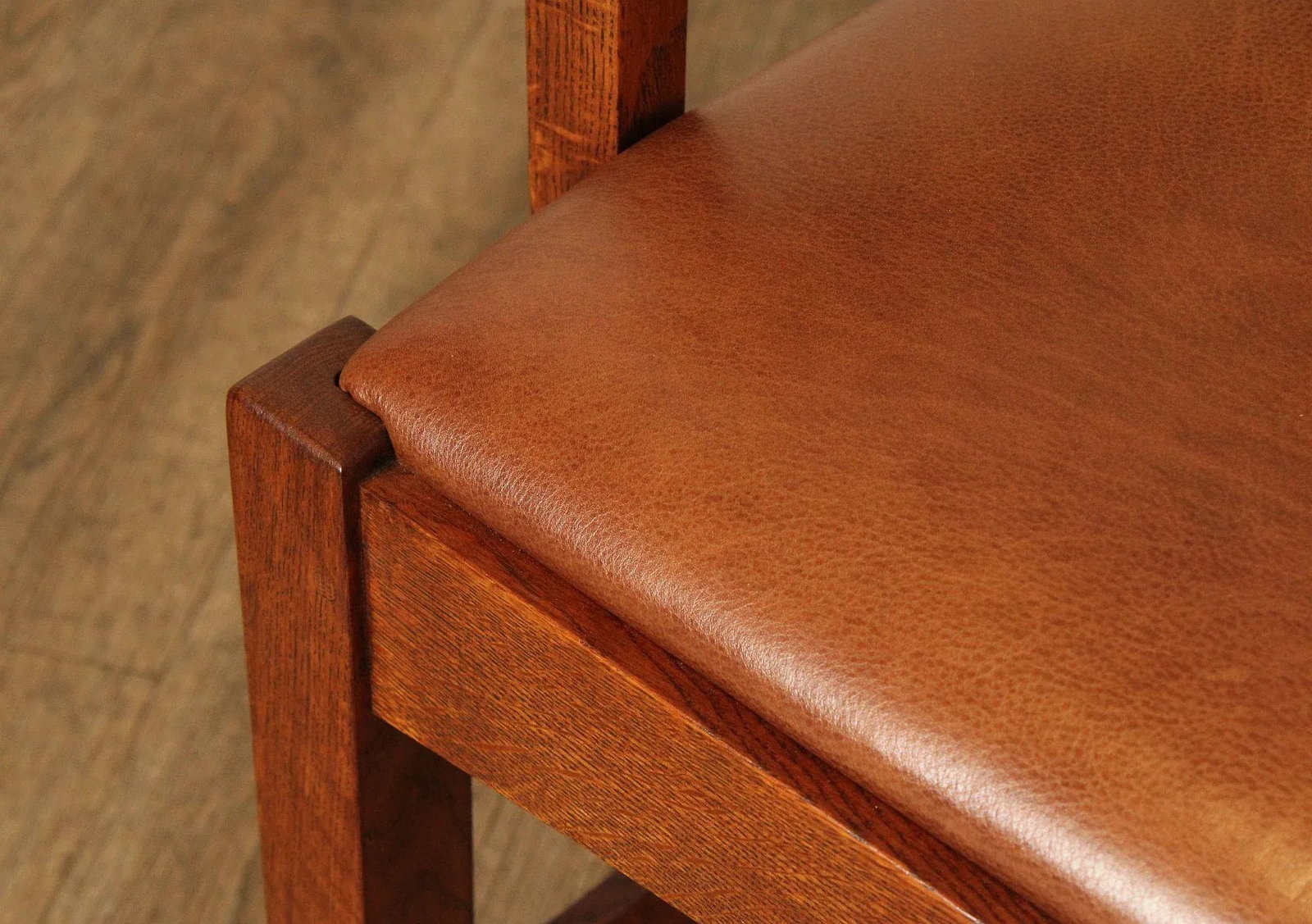 Stickley Mission Collection Oak and Leather Cottage Armchair - 11