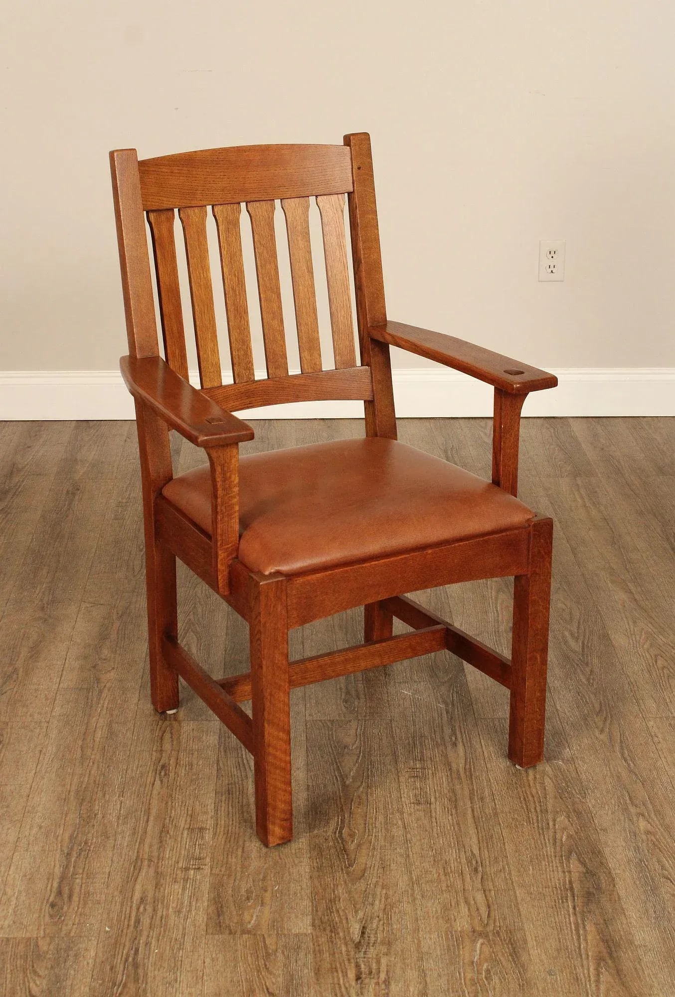 Stickley Mission Collection Oak and Leather Cottage Armchair - 2