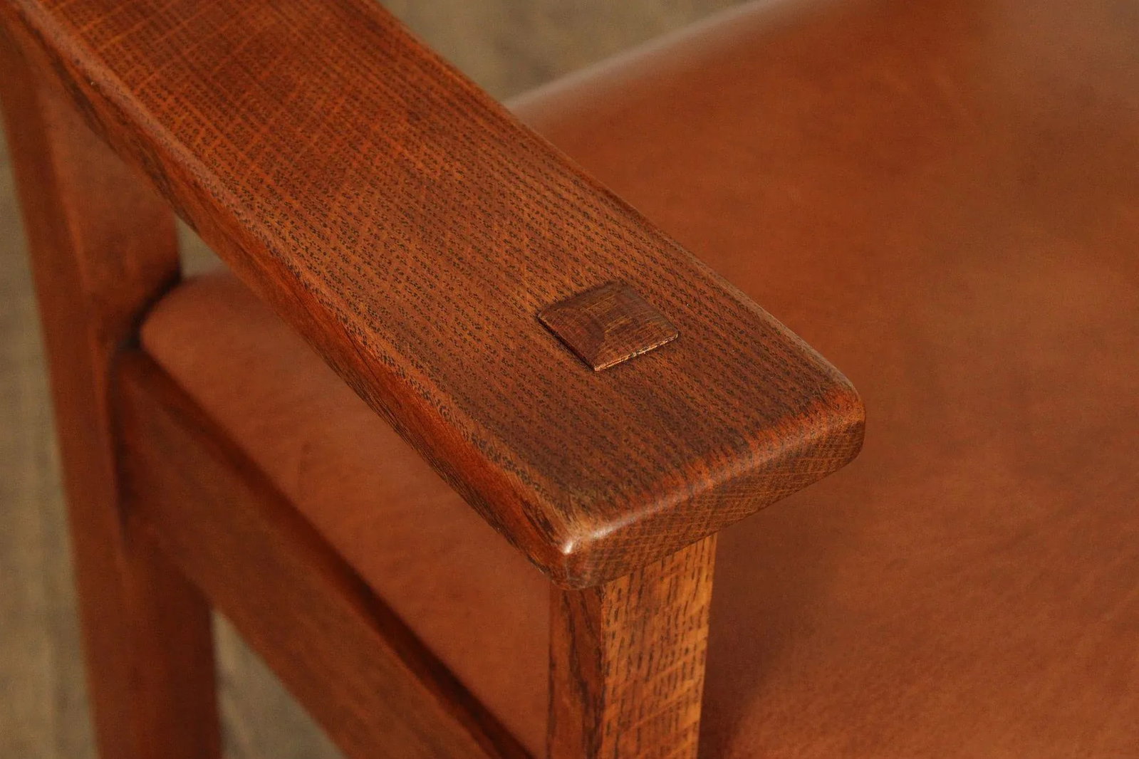 Stickley Mission Collection Oak and Leather Cottage Armchair - 7