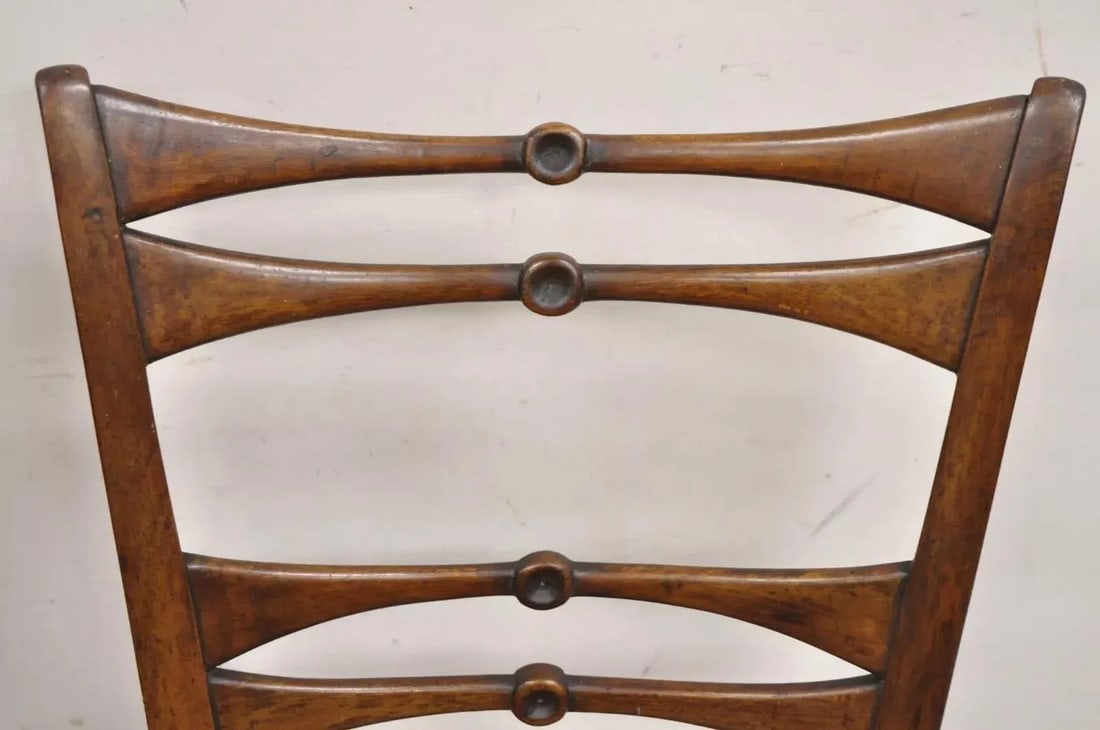 Mid 19th Century Antique Italian Biedermeier Arts & Crafts Walnut Bowtie Chiavari Side Chair Pair - 12