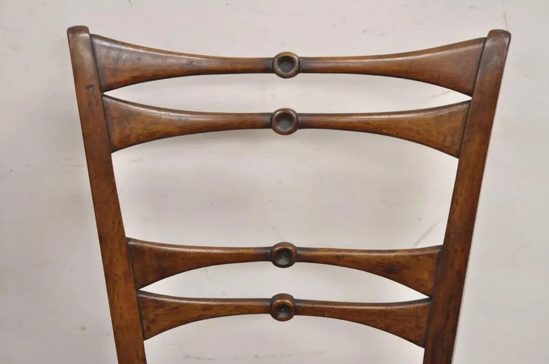 Mid 19th Century Antique Italian Biedermeier Arts & Crafts Walnut Bowtie Chiavari Side Chair Pair - 3