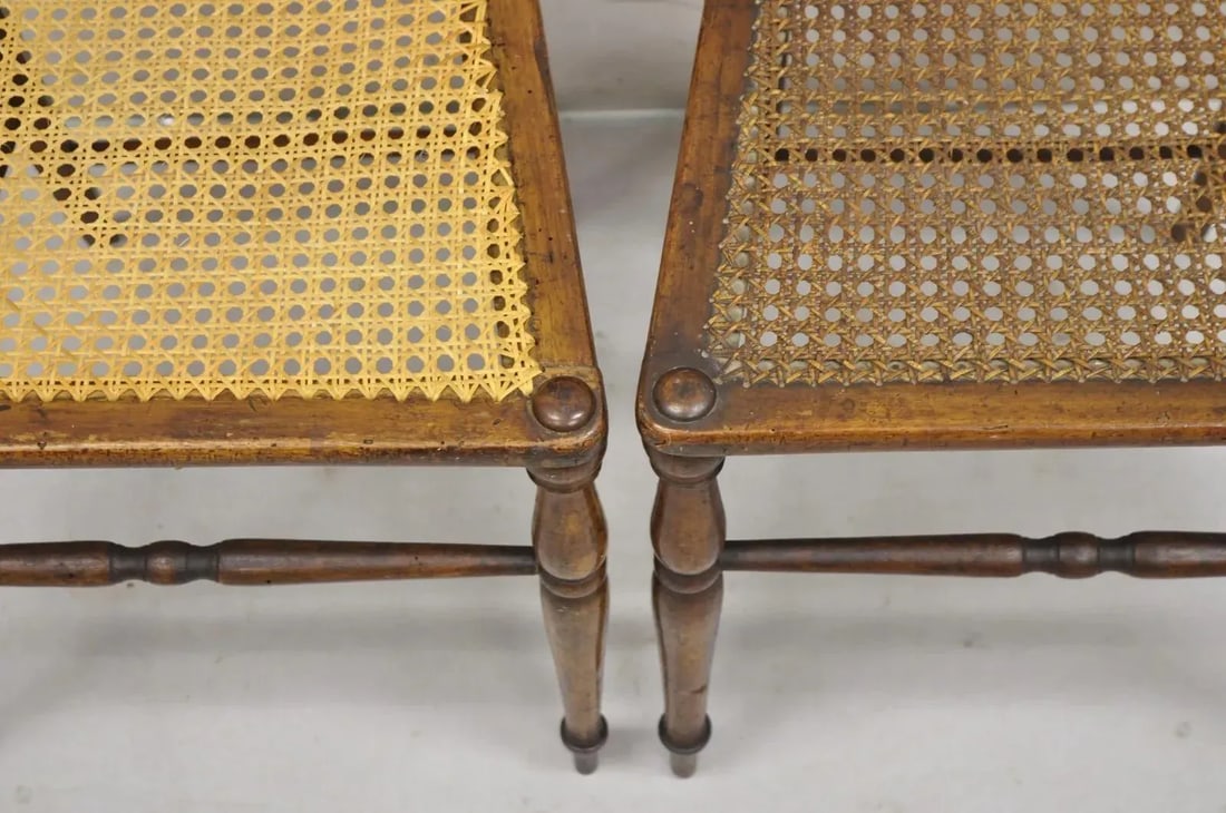 Mid 19th Century Antique Italian Biedermeier Arts & Crafts Walnut Bowtie Chiavari Side Chair Pair - 7