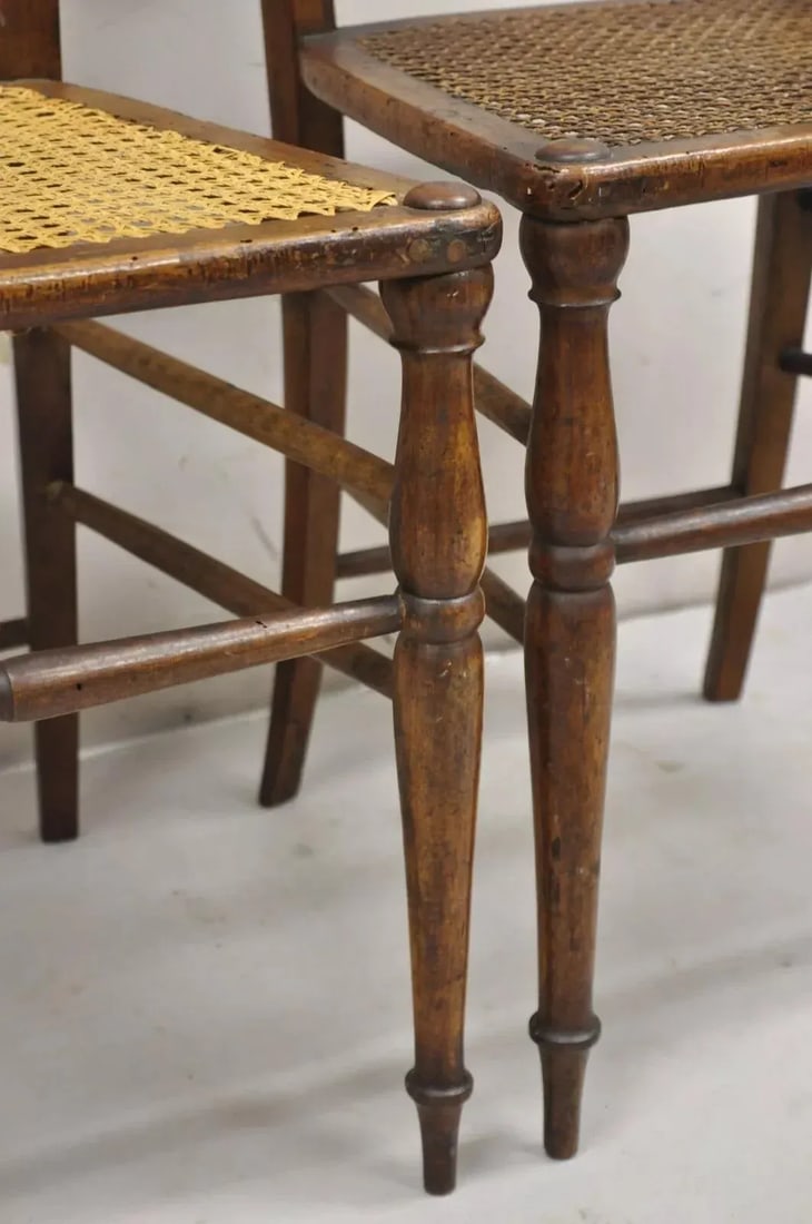 Mid 19th Century Antique Italian Biedermeier Arts & Crafts Walnut Bowtie Chiavari Side Chair Pair - 9