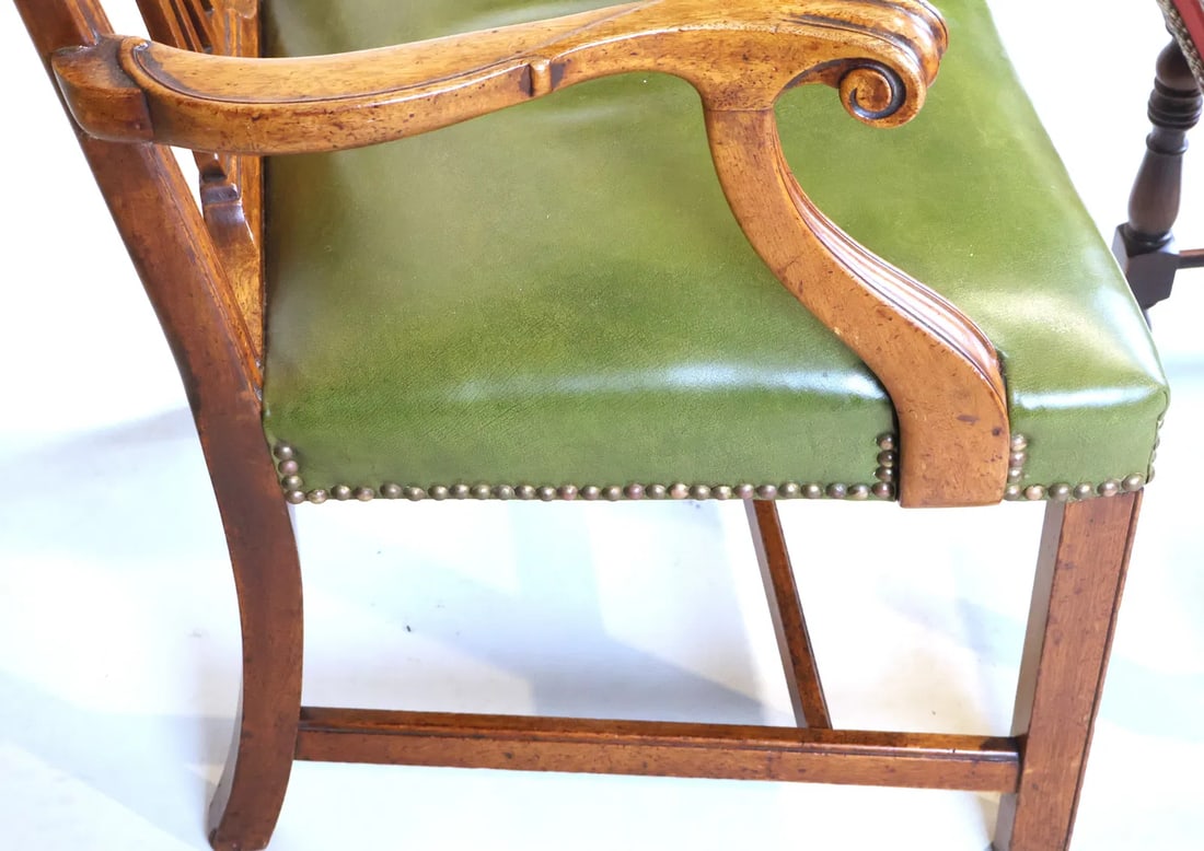 Mid 20th Century George III Style Armchair With a Mahogany Needlepoint Upholstered Footstool - 2