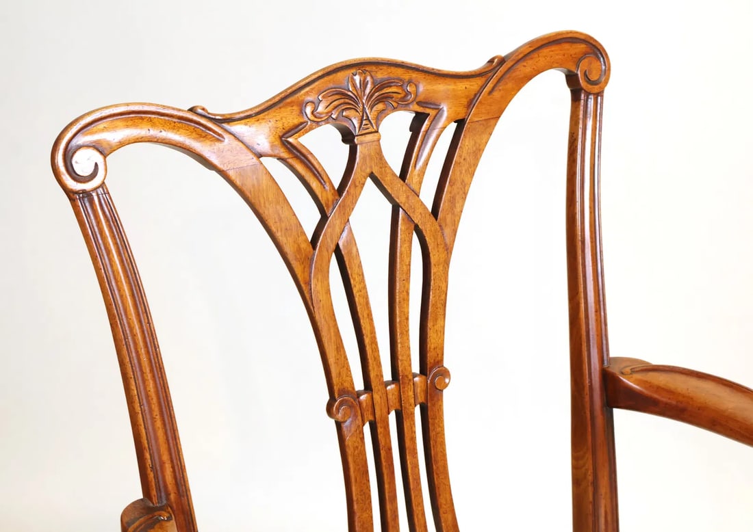 Mid 20th Century George III Style Armchair With a Mahogany Needlepoint Upholstered Footstool - 3