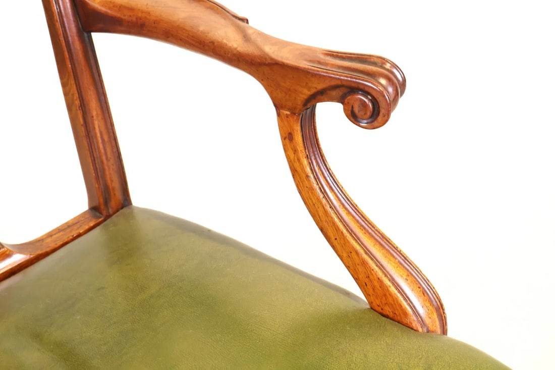 Mid 20th Century George III Style Armchair With a Mahogany Needlepoint Upholstered Footstool - 4