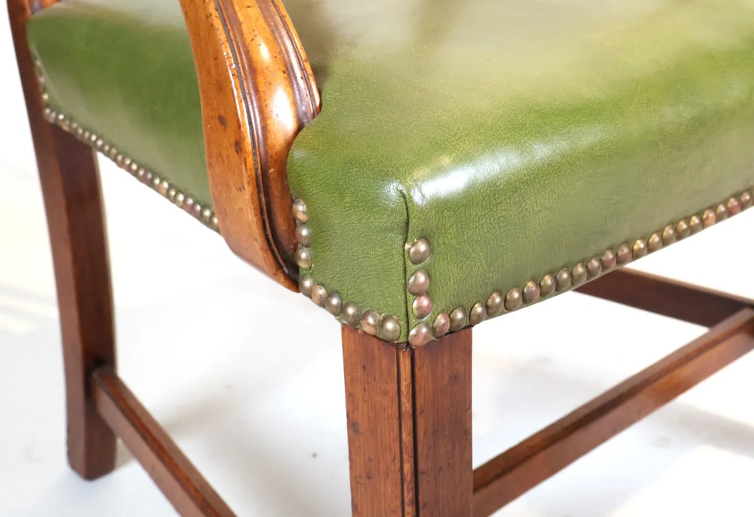 Mid 20th Century George III Style Armchair With a Mahogany Needlepoint Upholstered Footstool - 7