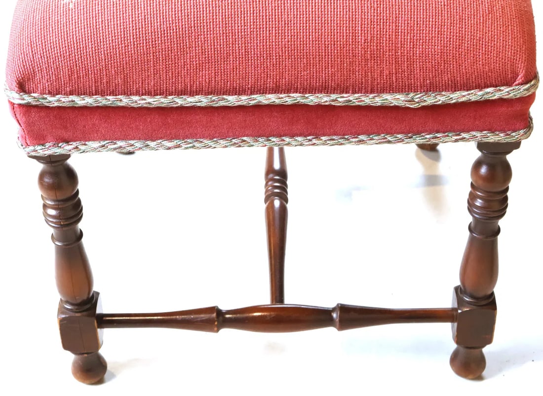 Mid 20th Century George III Style Armchair With a Mahogany Needlepoint Upholstered Footstool - 8