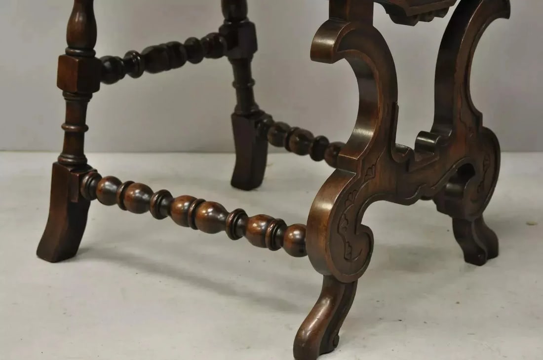 Early 1900s Antique Italian Renaissance Carved Walnut Savonarola Throne Arm Chairs - a Pair - 6