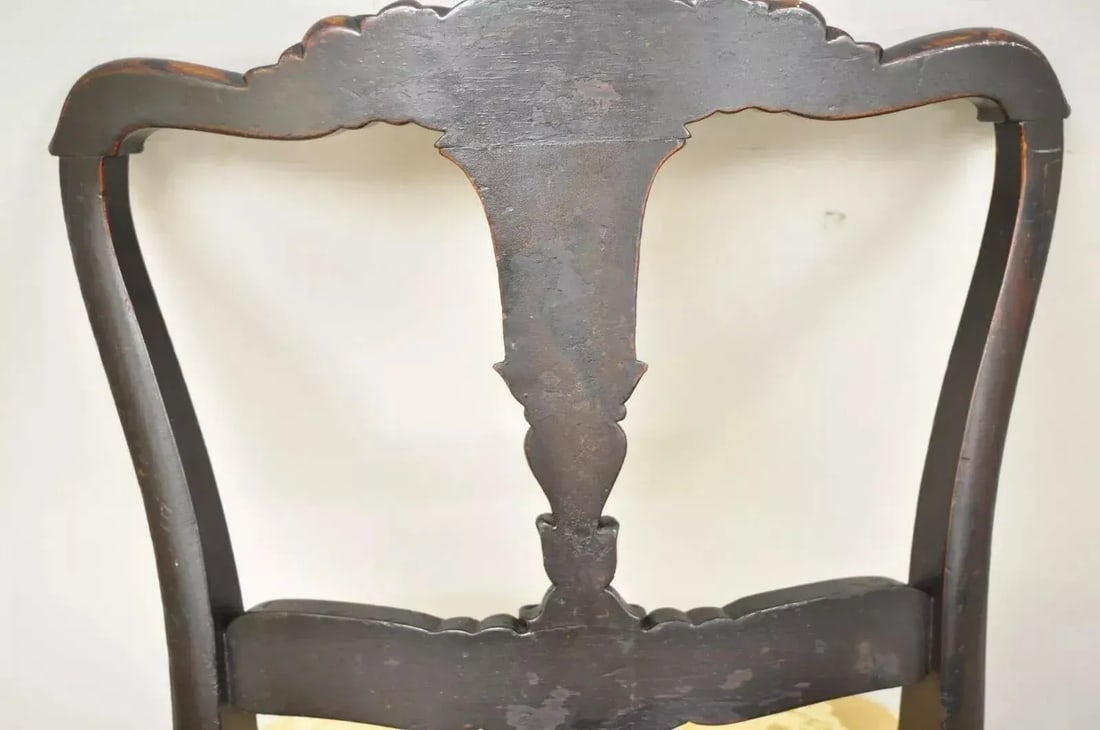 Antique French Victorian Carved Rosewood Small Petite Accent Side Chairs - Pair - 10