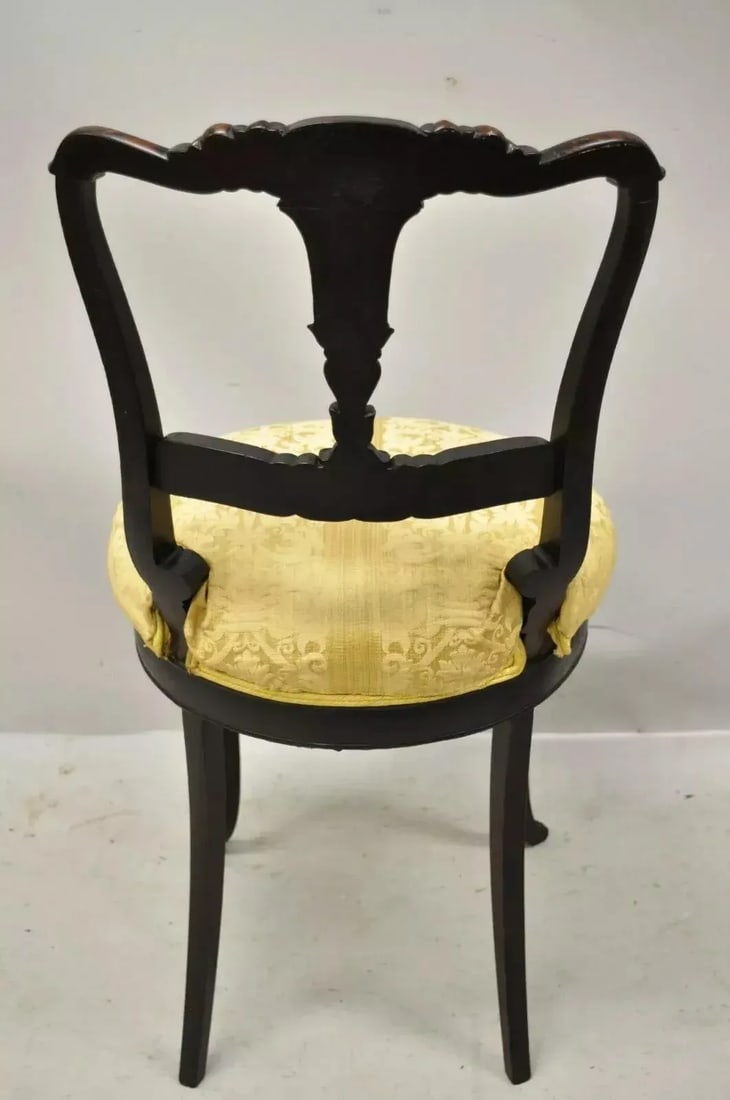Antique French Victorian Carved Rosewood Small Petite Accent Side Chairs - Pair - 12