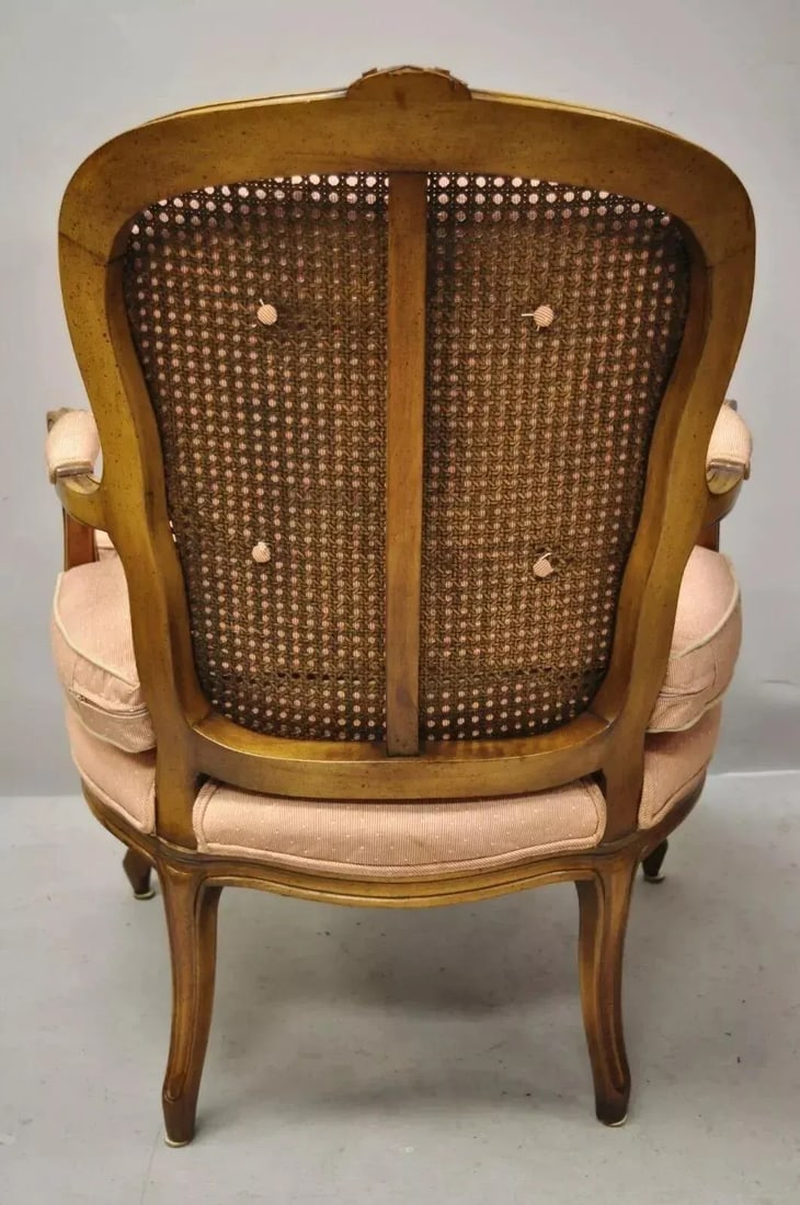Early 20th Century French Louis XV Provincial Style Carved Walnut Cane Back Arm Chairs - a Pair - 6