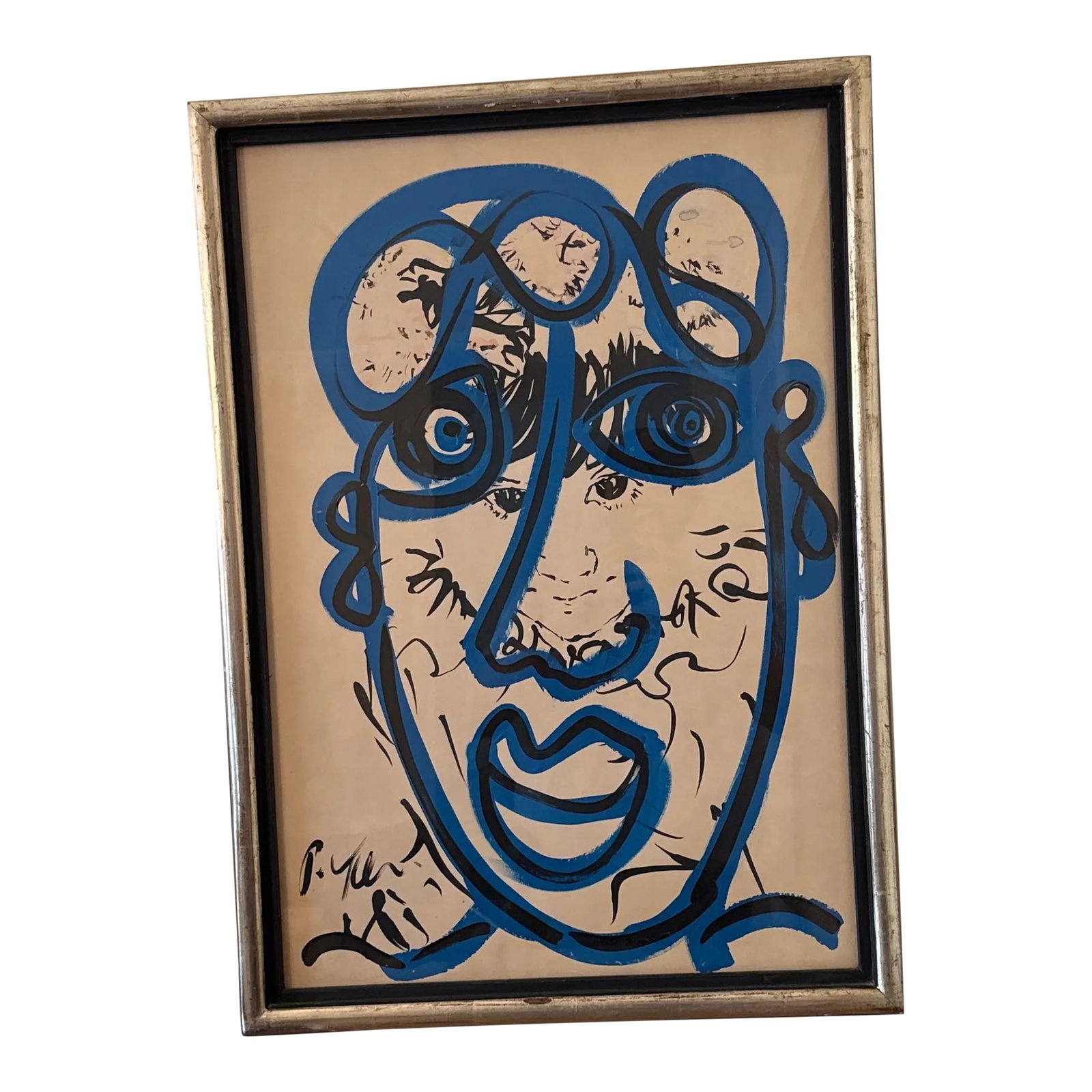 1970s Abstract Painting by Peter Keil - Framed: Peter Keil is a German artist that focuses primarily on abstract expressionism. Keil painted with some of the greats including Joan Miro, Pablo Picasso and Andy Warhol, to name a few. This is a classi