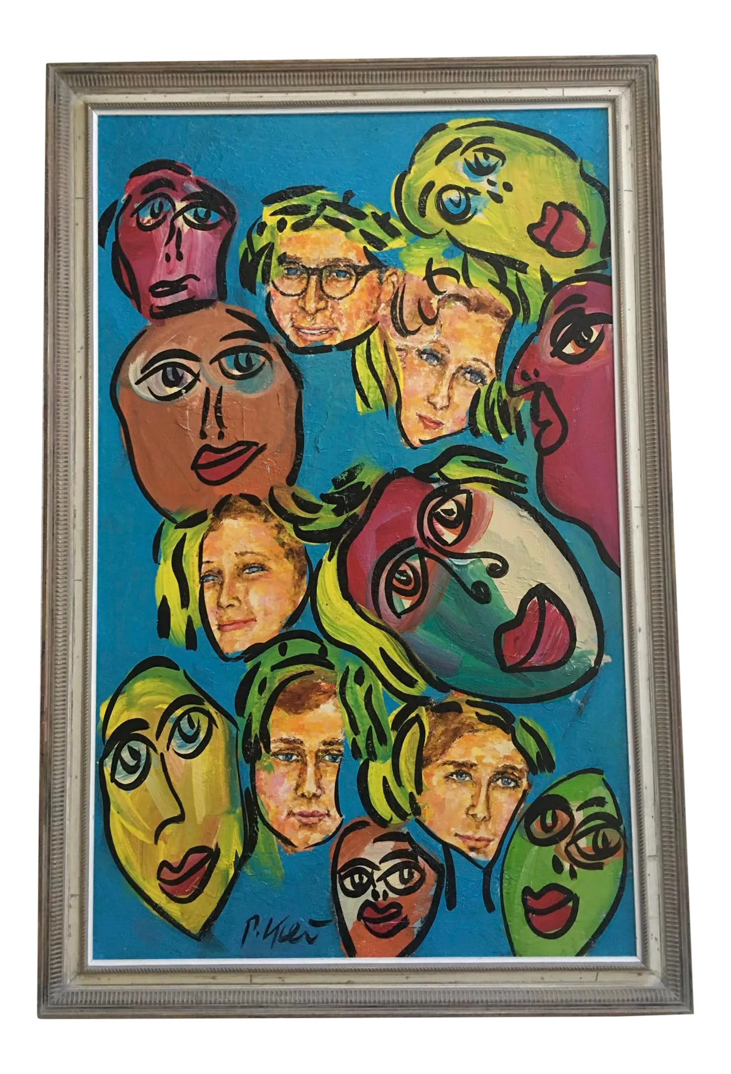 Large Abstract Peter Keil Painting, Framed: Peter Keil is a German artist that focuses primarily on abstract expressionism. Keil painted with some of the greats including Joan Miro, Pablo Picasso and Andy Warhol, to name a few. This is a
