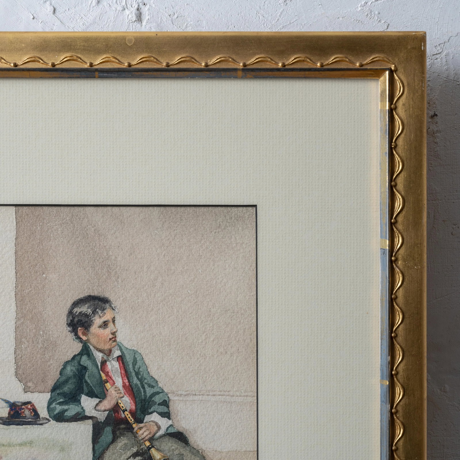 Italian School Flute Player Watercolor, 1899 - 5