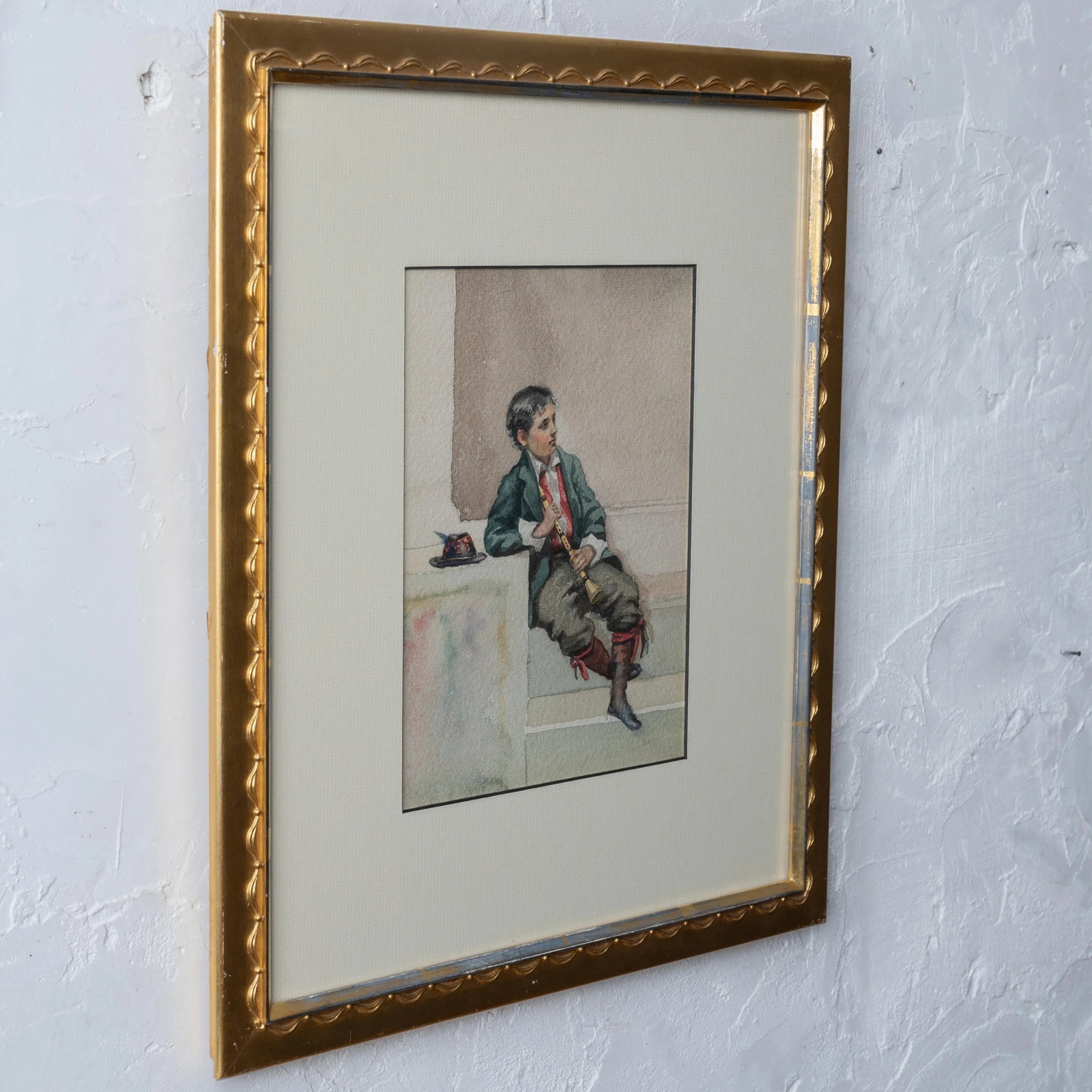 Italian School Flute Player Watercolor, 1899 - 6