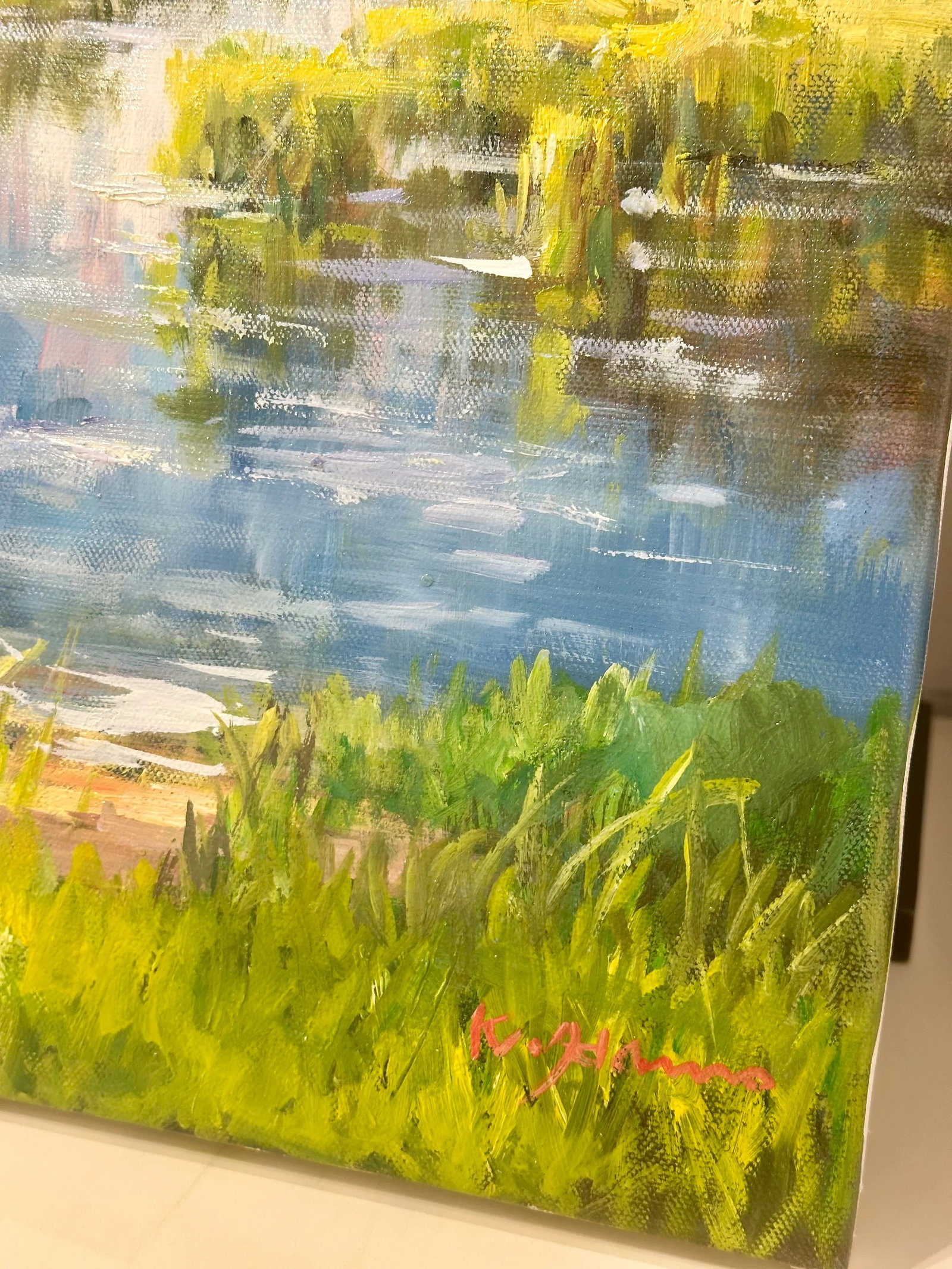 Marsh Coastal Landscape Oil Painting on Canvas by K. Hanna - 12" X 16" - 5