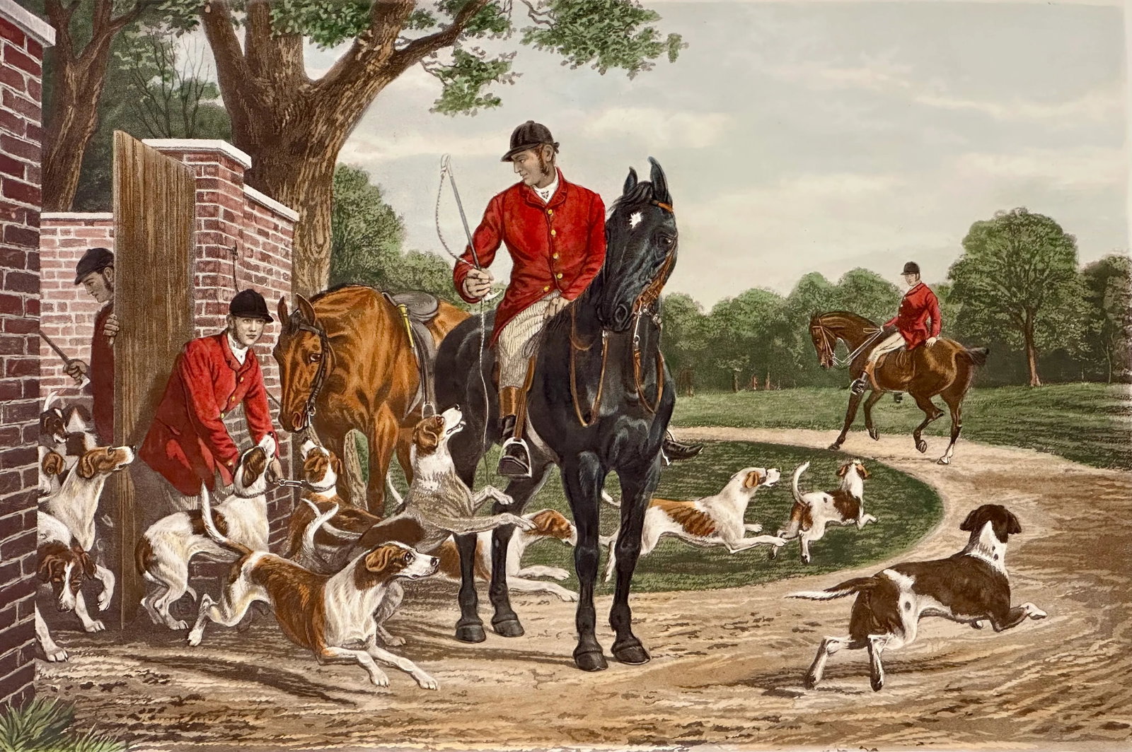A Hunting Morning by Sheldon Williams, 1878 (Unframed): Original engraving by Sheldon Williams. Published by E.G. Hester, McQueen & sons, London, 1878. Unframed. Dimensions: 26 1/2 x 22 1/4" Condition: Alterations: Original Condition Unaltered