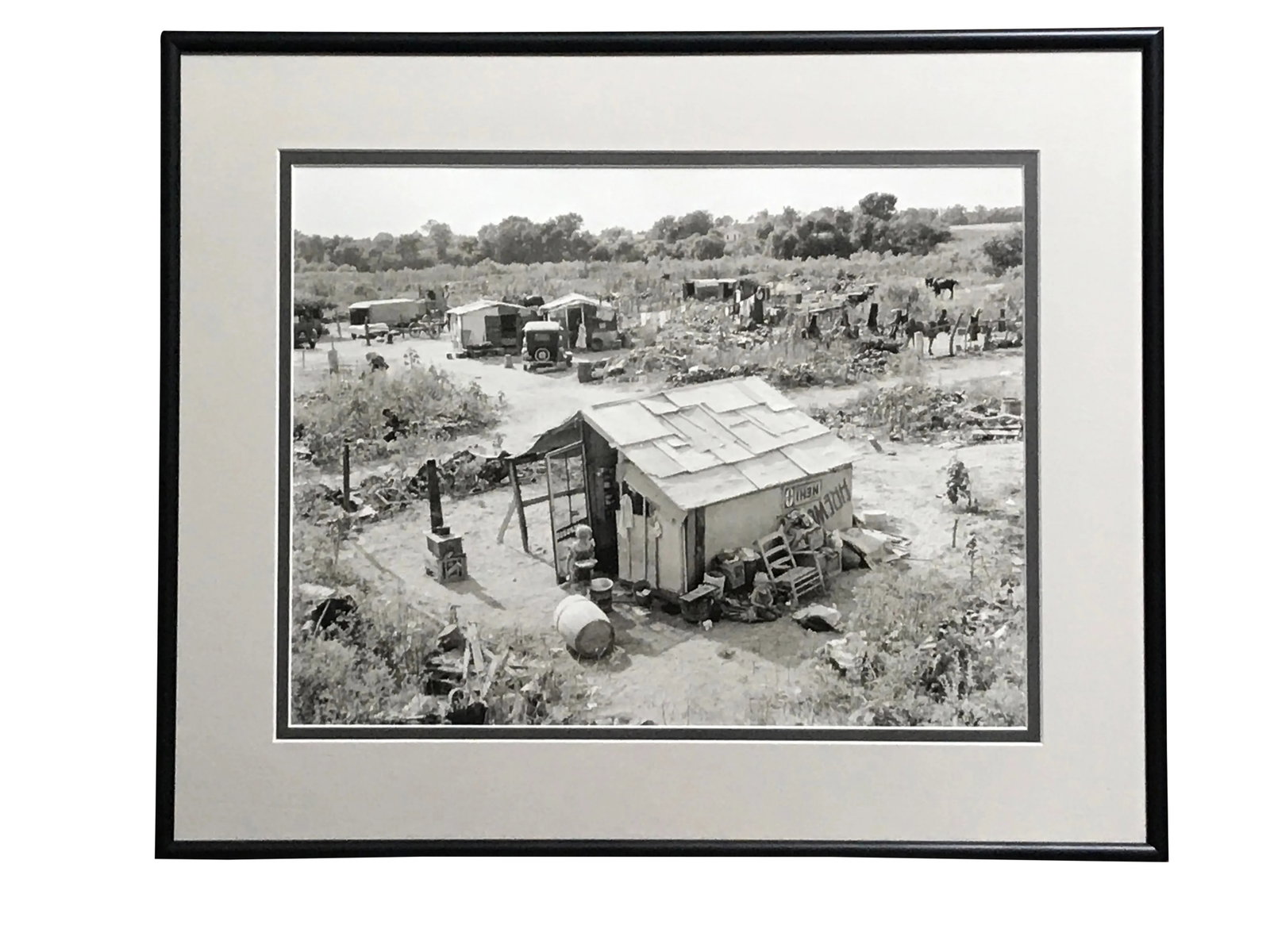 Late 20th Century Fine Art Photography of Midwest Farm Scene: Professionally framed photograph of shed in dust bowl. Condition: Alterations: Original Condition Unaltered Imperfections: Some Imperfections Condition Notes: Excellent condition. Professionally
