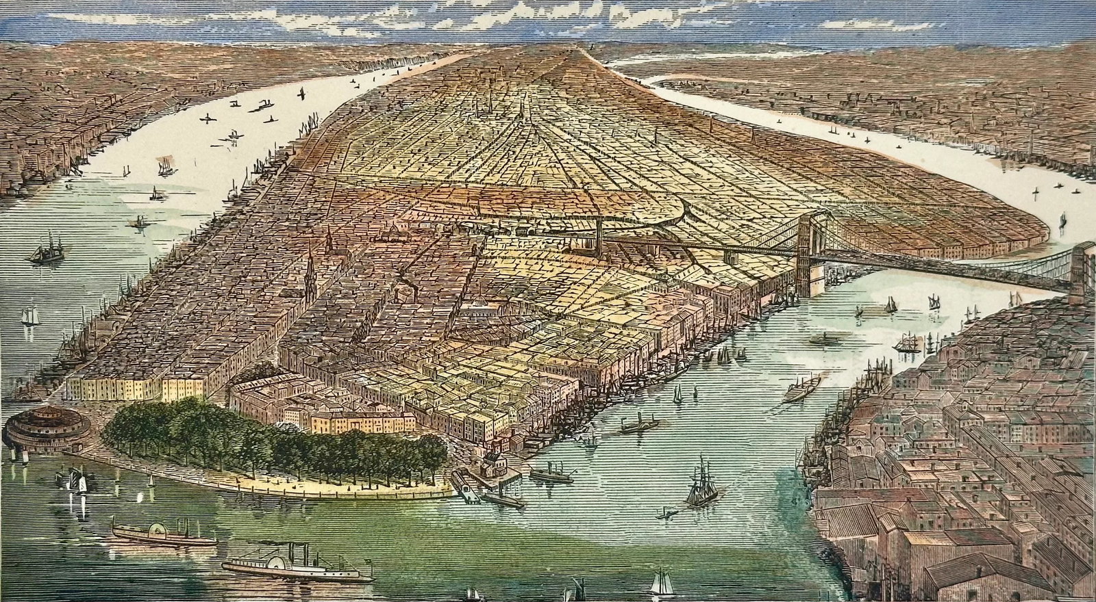 New York City Birds Eye View, Circa 1890 - 3