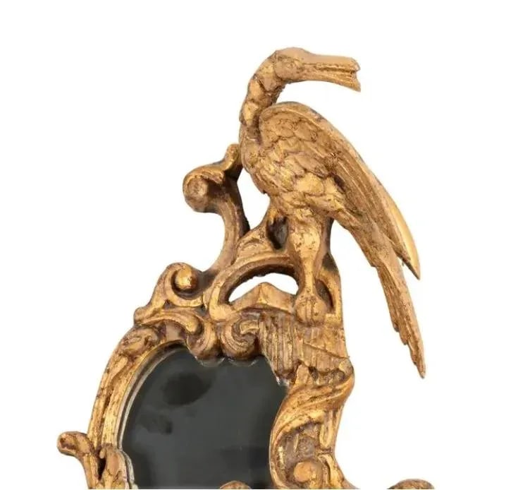 Chinese Chippendale Giltwood Mirrors With Phoenix Bird a Pair - 3