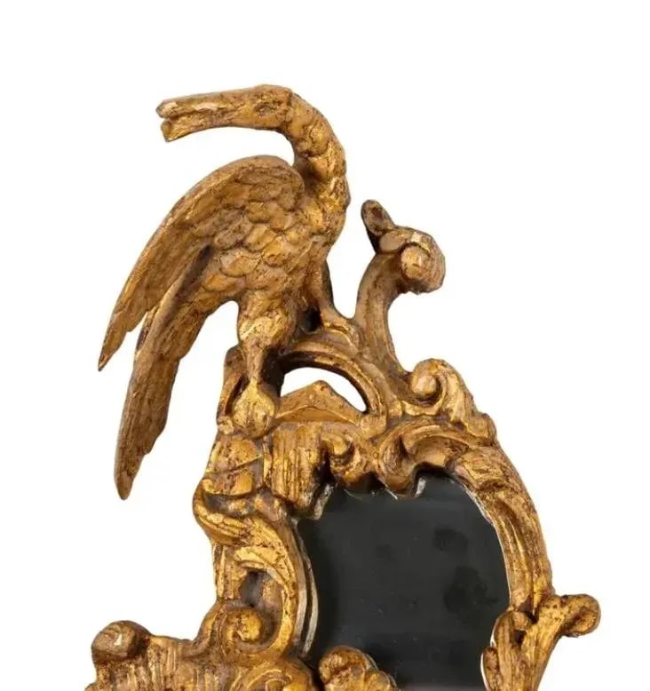 Chinese Chippendale Giltwood Mirrors With Phoenix Bird a Pair - 4