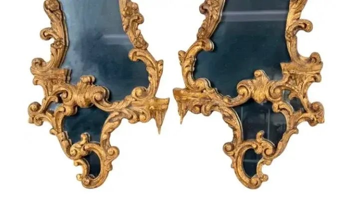 Chinese Chippendale Giltwood Mirrors With Phoenix Bird a Pair - 5