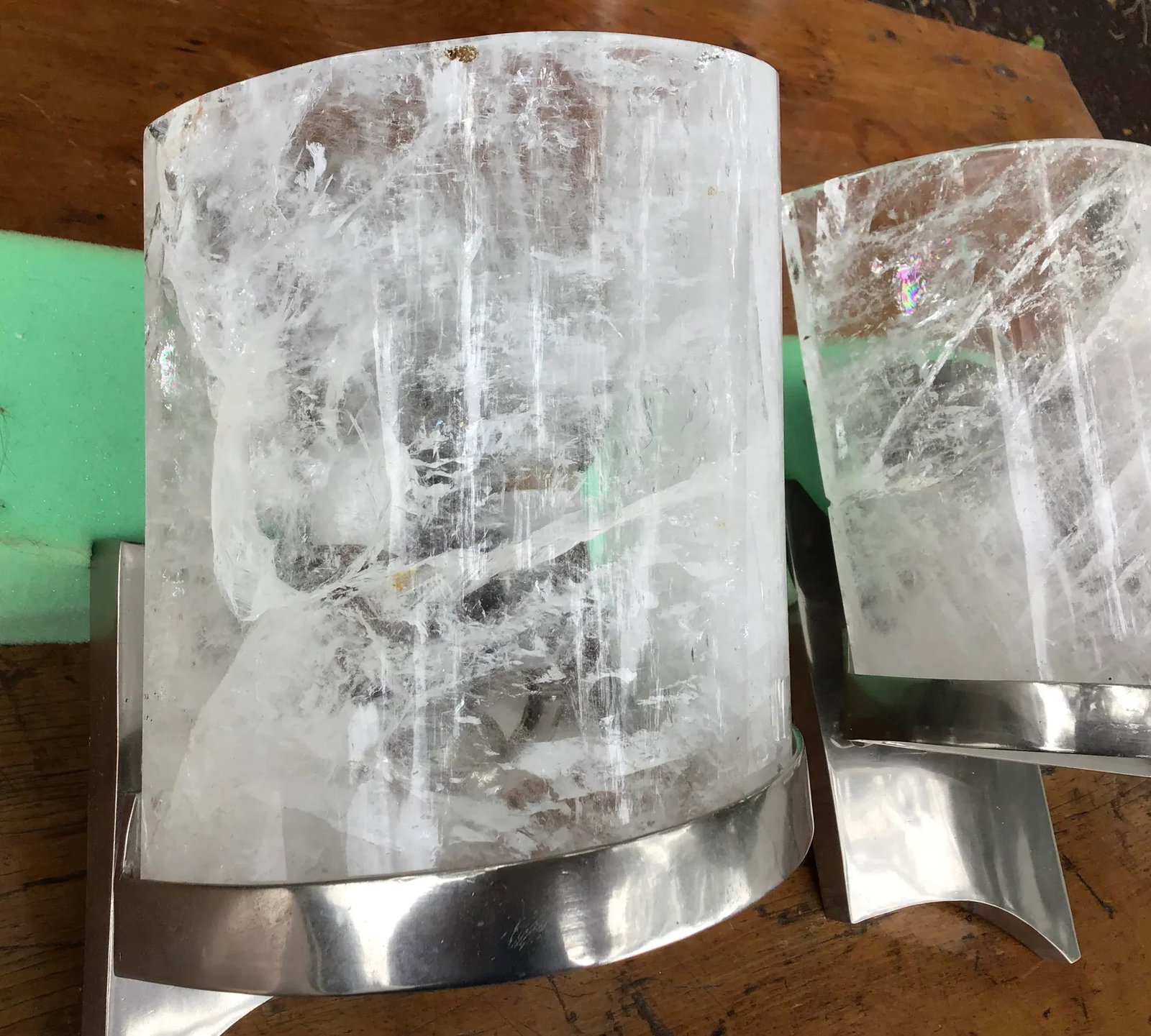 Rock Crystal and Chrome Wall Sconces - a Pair - 10