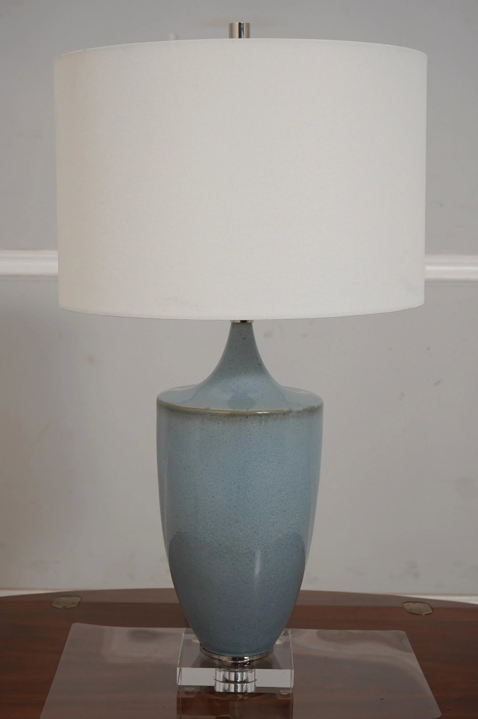 Pair Uttermost Modern Design Blue Ceramic Table Lamps - 2